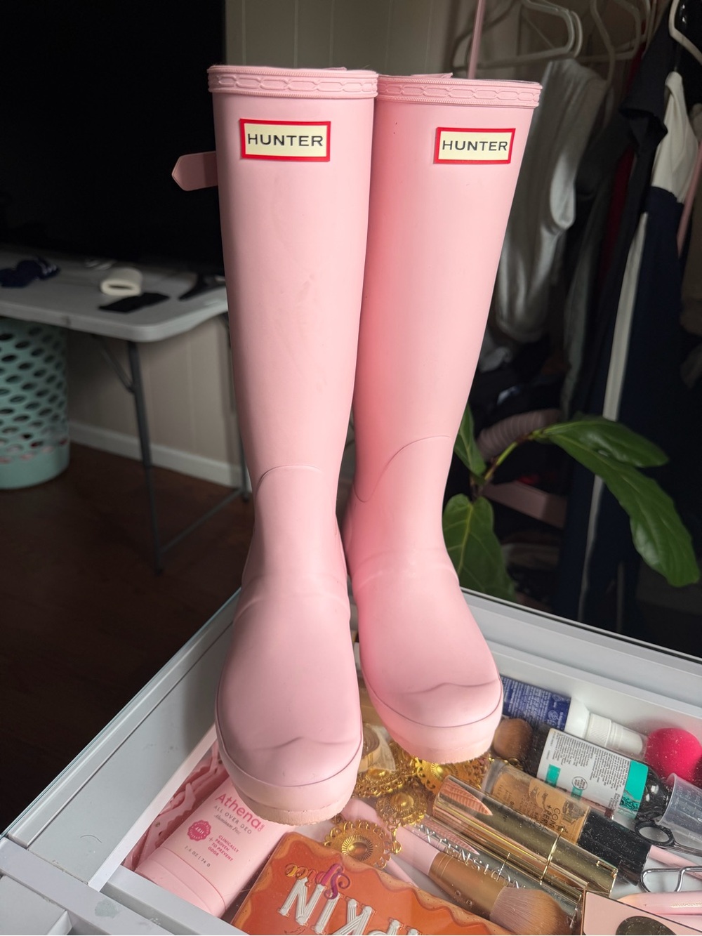Hunter Pink Tall Women's Rain Boots